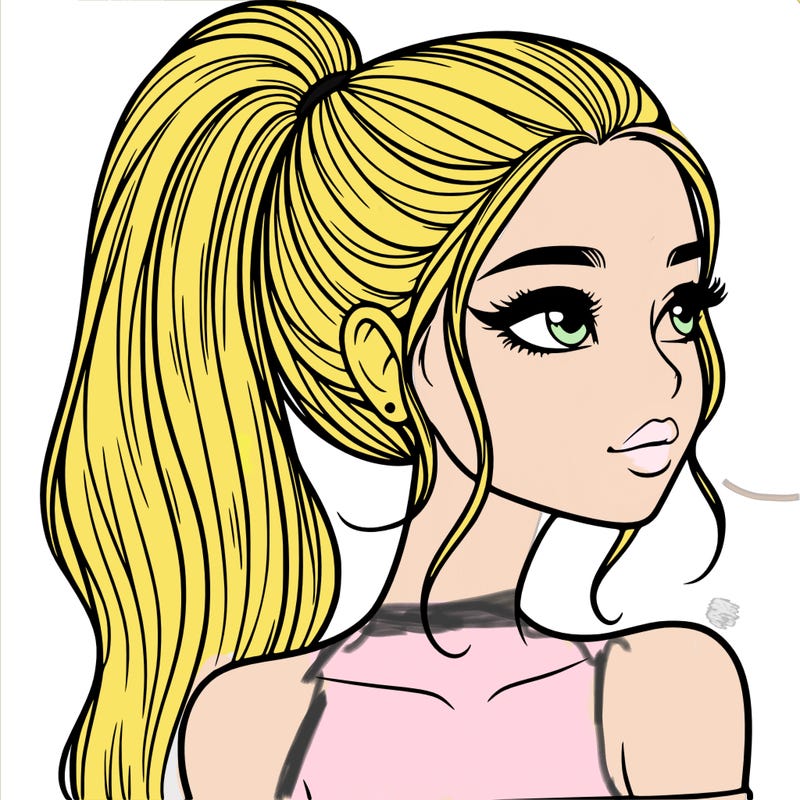 a beautiful and realistic girl with a high pony tail