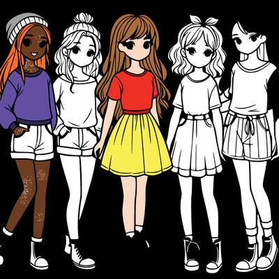 a group of five girls