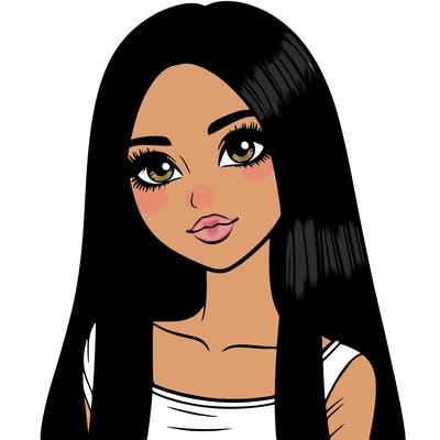 realistic girl with straight and long hair