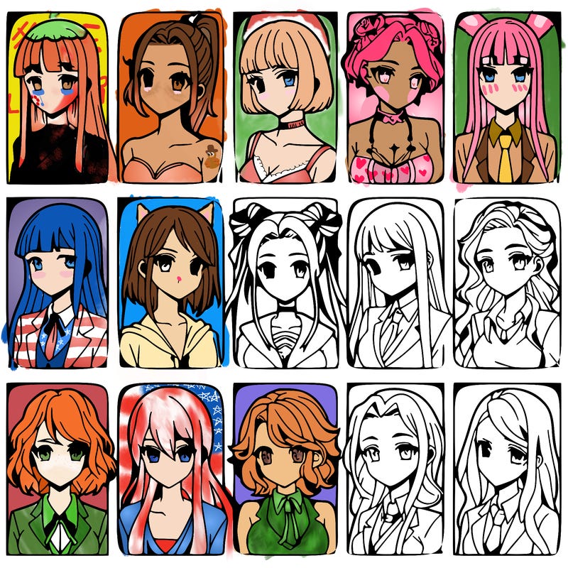 girls that look diffrent anime