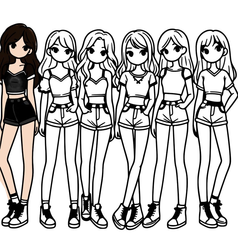 a group of girls wearing crop tops and shorts