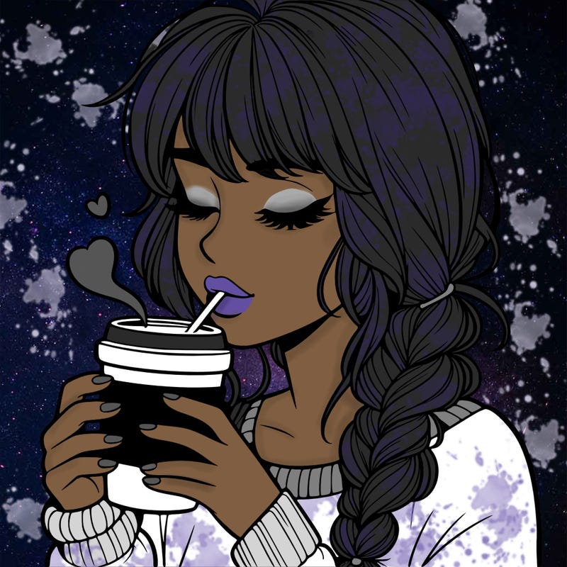 realistic girl drinking coffee