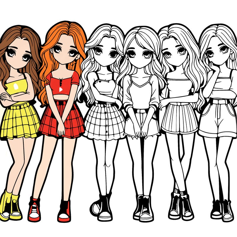 a group of girls realistic