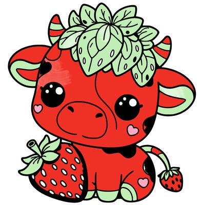 cute strawberry cow