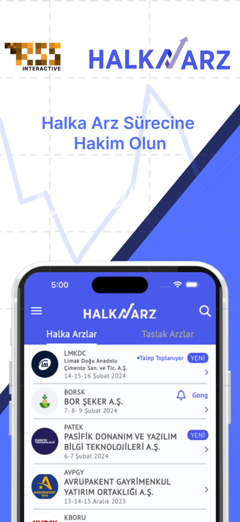 Halka Arz Takvimi - Halka Arz Takvimi mobile app displaying a list of Turkish stock market IPOs