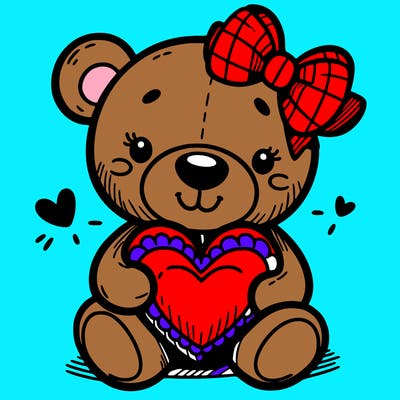 teddy bear hugging a heart