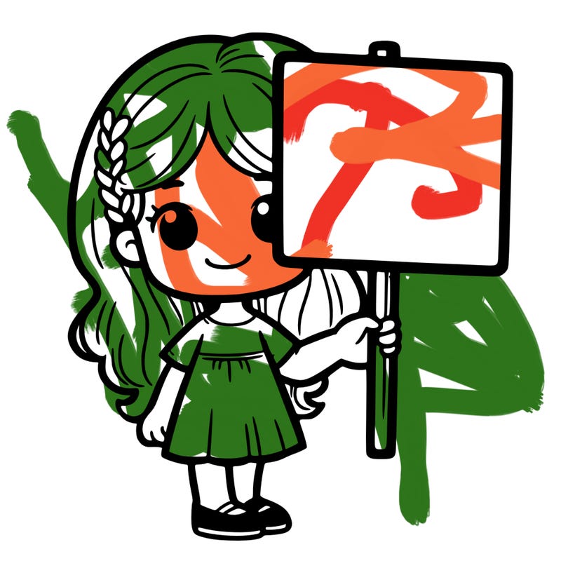 girl with white sign