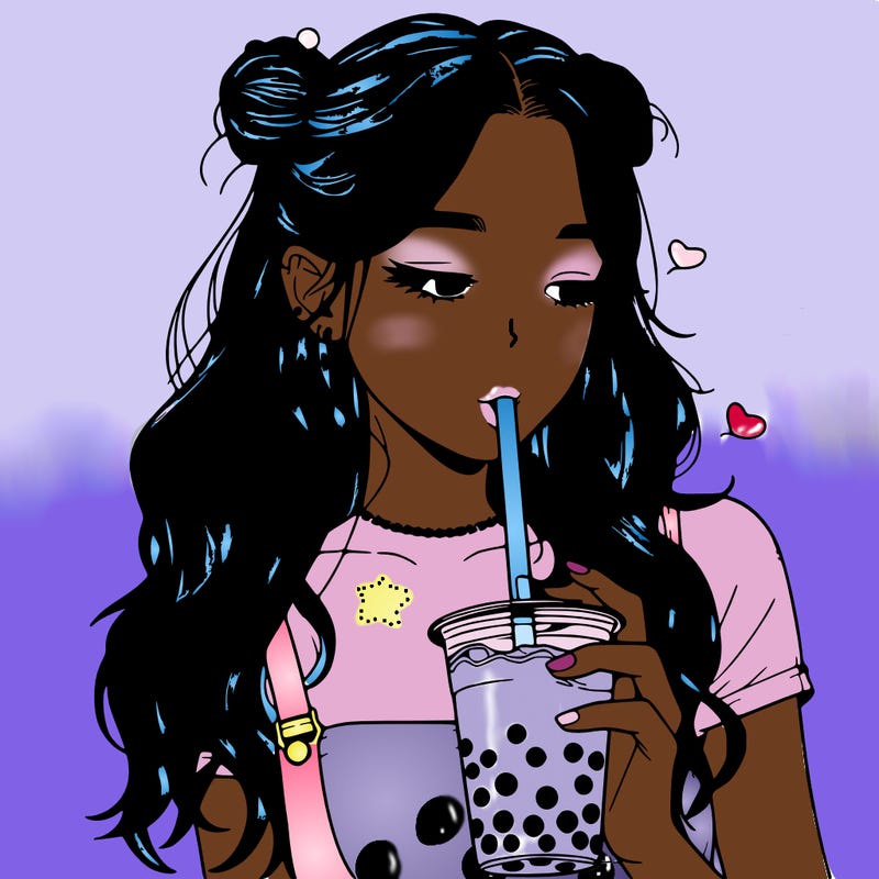 aesthetic realistic girl with boba