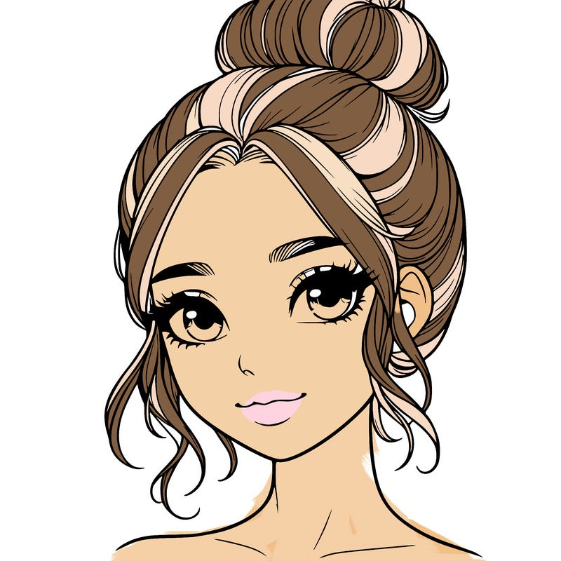realistic pretty girl with hair in bun