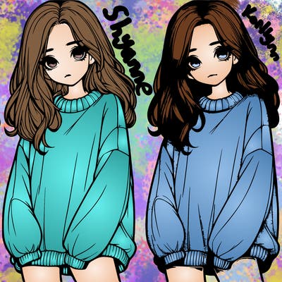 realistic girl with baggy sweater