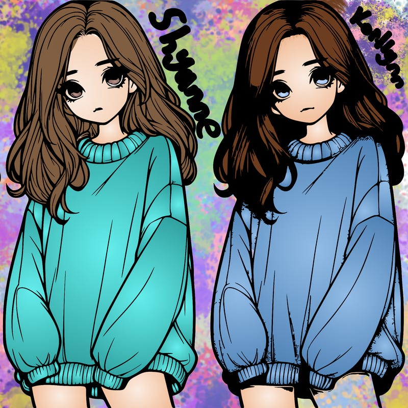 realistic girl with baggy sweater