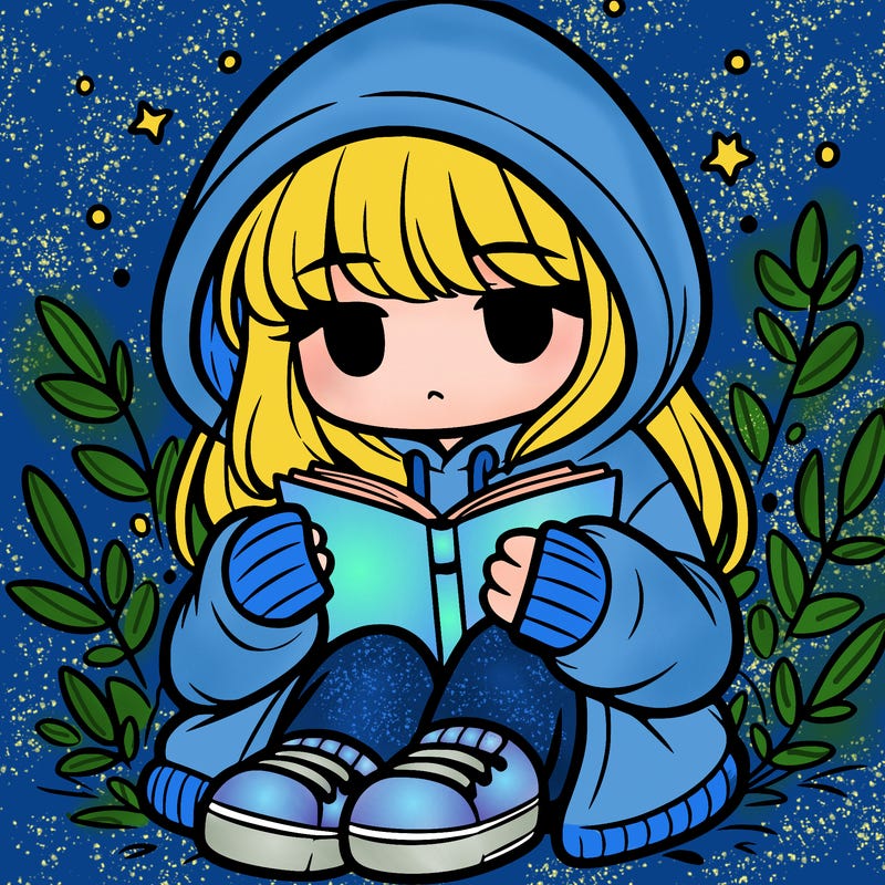 girl in oversized hoodie reading a book