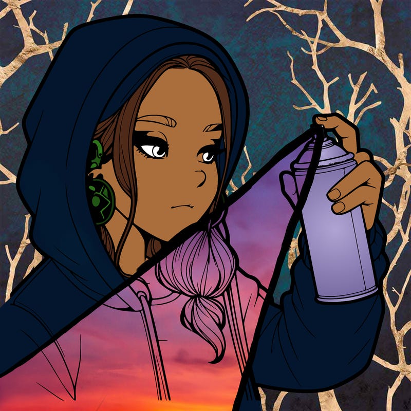 a realistic girl, spray painting