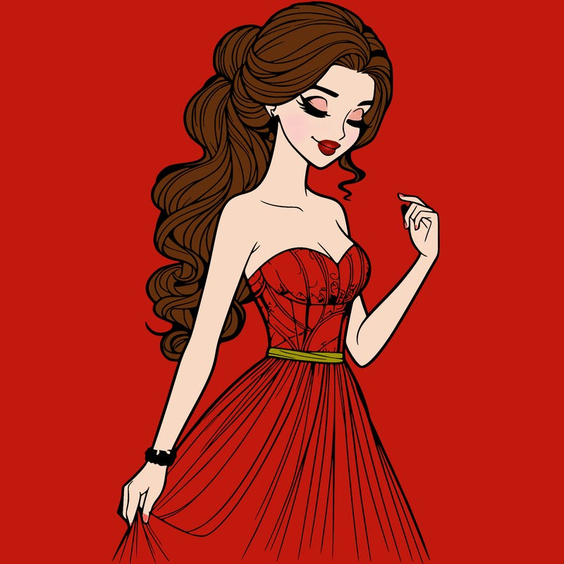 a realistic woman wearing an elegant dress