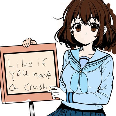 manga character girl holding a blank sign