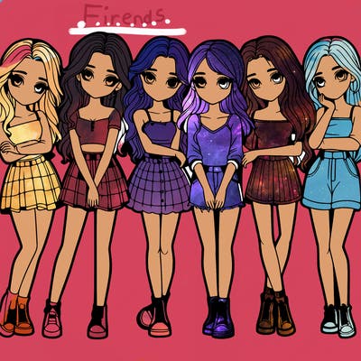 a group of girls realistic