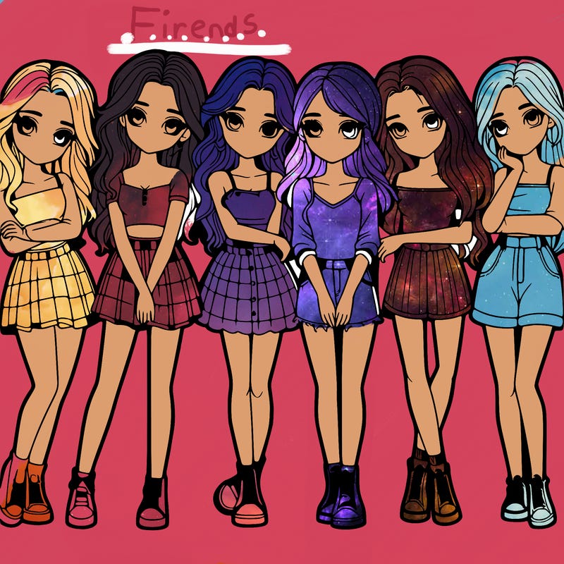 a group of girls realistic