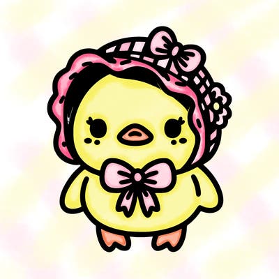 kawaii duck wearing a bonnet