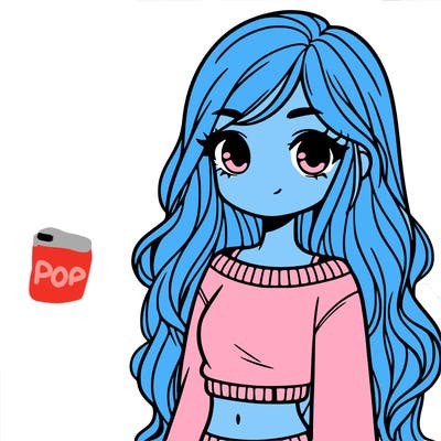 girl with long hair and a crop top with a sweater