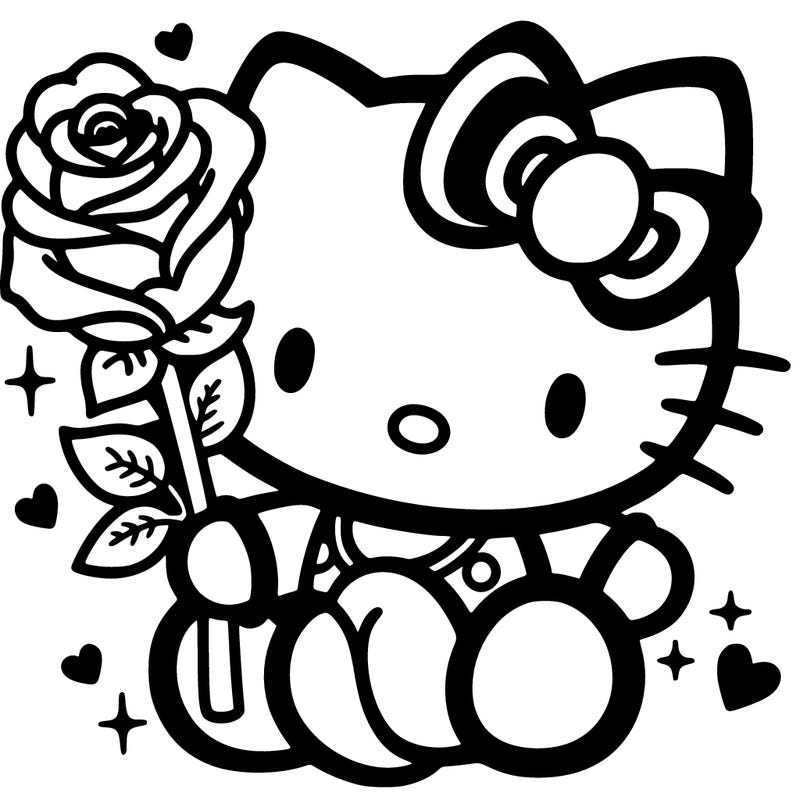 hello kitty with a rose