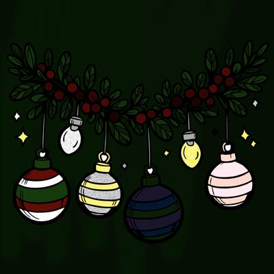 christmas garland with big bulbs