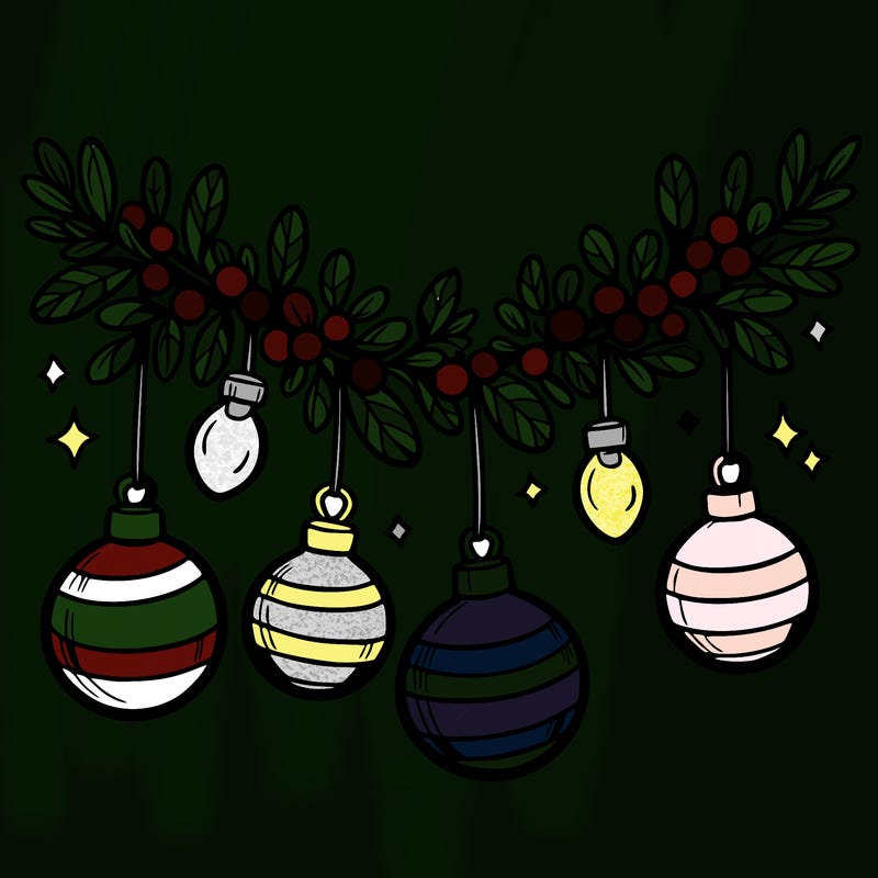 christmas garland with big bulbs