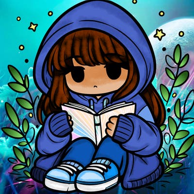 girl in oversized hoodie reading a book