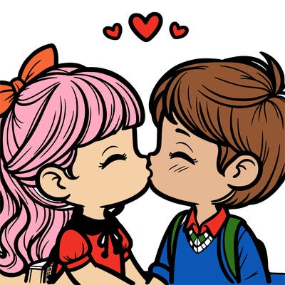 boy and girl kissing