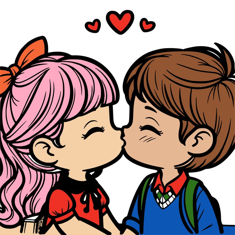 boy and girl kissing