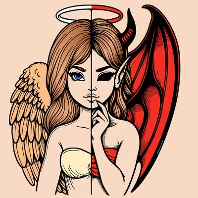 realistic angel half demon