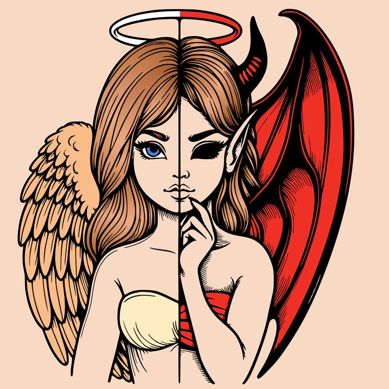 realistic angel half demon