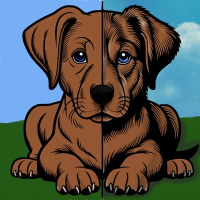 realistic dog split picture