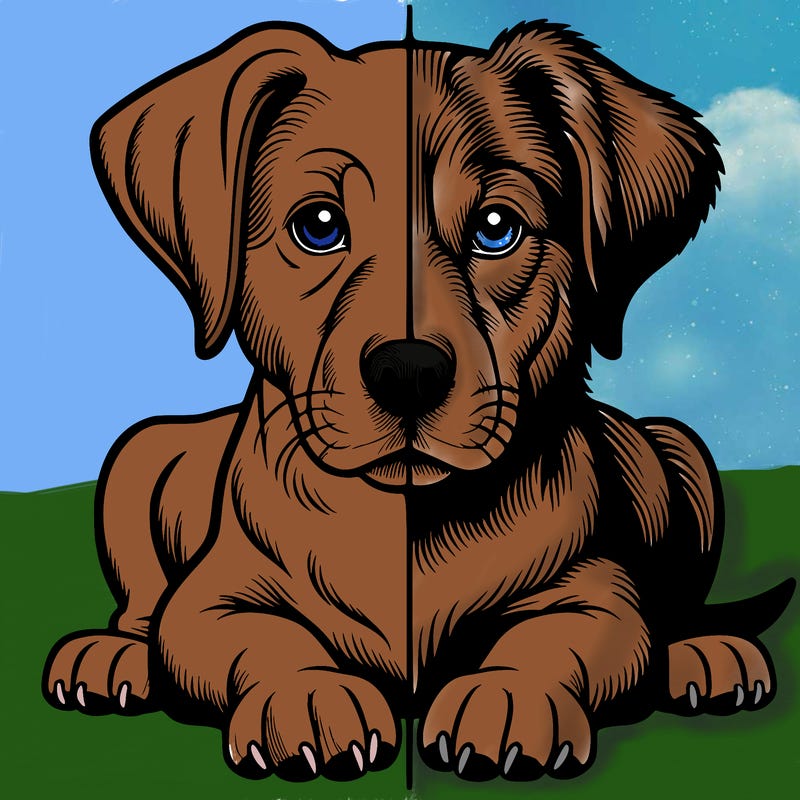 realistic dog split picture