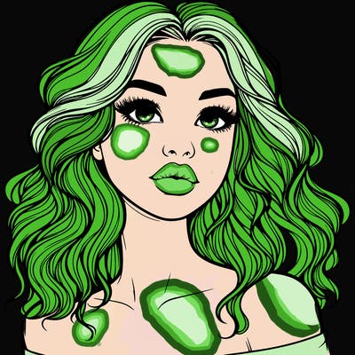 realistic girl with wavy hair and lips