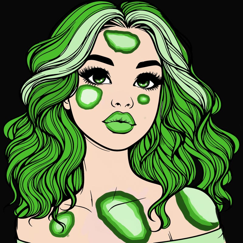 realistic girl with wavy hair and lips