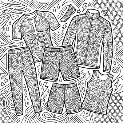 Dive into a unique coloring experience with our Men's Activewear page, designed specifically for adults seeking intricate patterns and detailed designs. Explore a collection of athletic apparel, each piece adorned with complex motifs perfect for mindful relaxation.