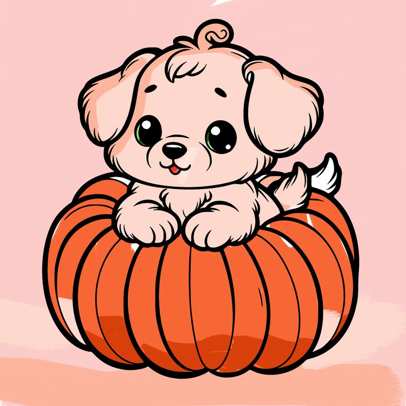 cute little puppy in a pumpkin
