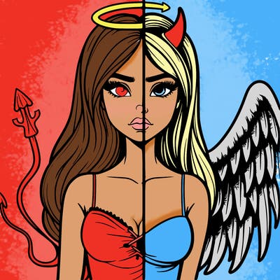 devil vs angel realistic girl