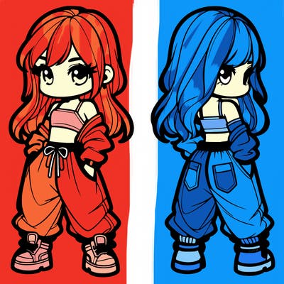 girl in crop top and baggy pants