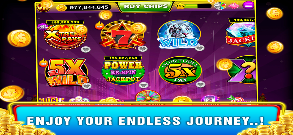 ビンテージスロットのゲームロビー。様々なクラシックなラスベガススタイルのスロットマシンが特徴です。