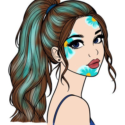 realistic pretty girl with high pony tail