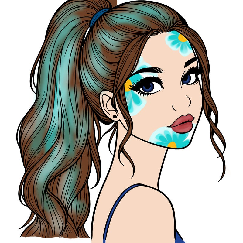 realistic pretty girl with high pony tail