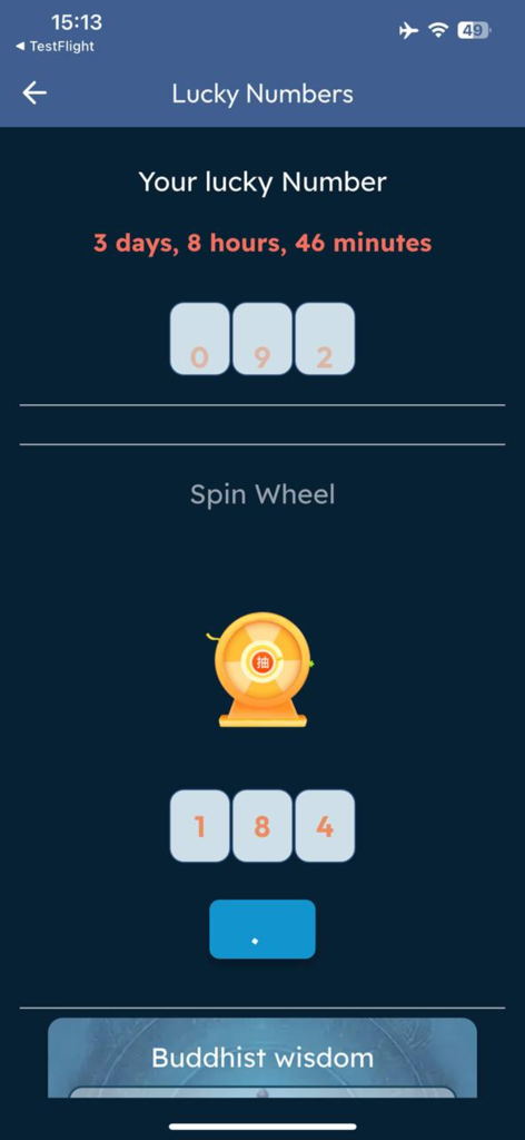 Thai National Lottery QR 2025 - Pantalla de números de la suerte con temporizador de cuenta regresiva y juego de ruleta en la aplicación de la Lotería Nacional Tailandesa