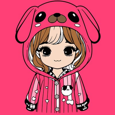 realistic girl in dog pjs