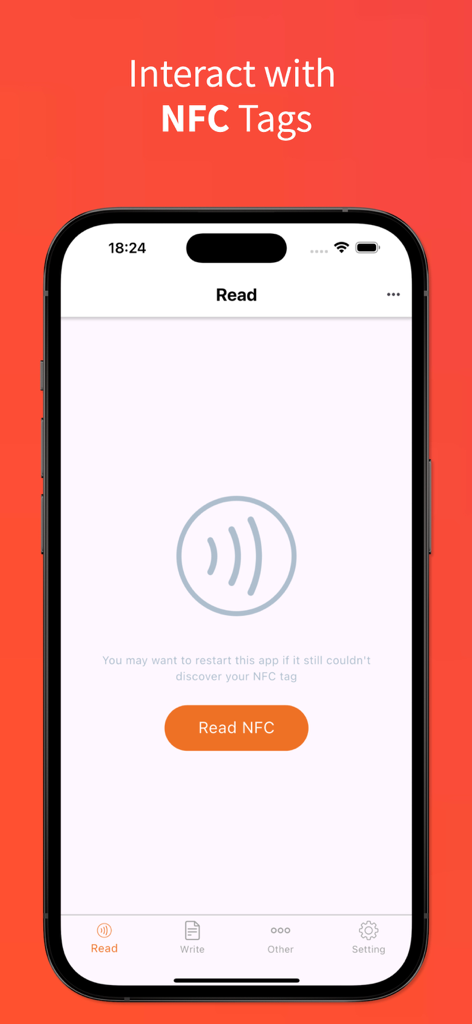 NFC Tools • - iPhoneでNFCタグを読み取るためのNFC Toolsアプリインターフェースのスクリーンショット