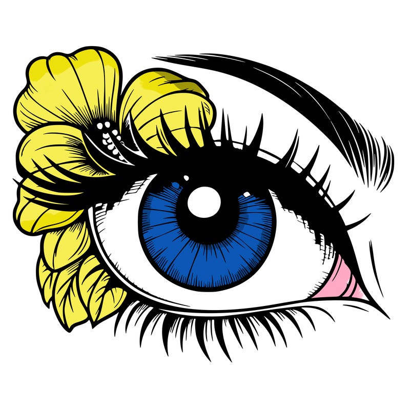 realistic eye with flower