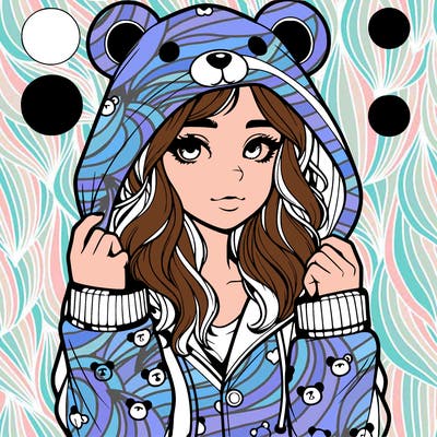 realistic girl in a animal pjs hoodie