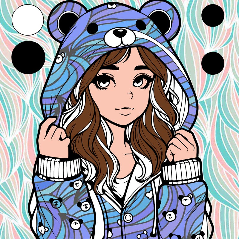 realistic girl in a animal pjs hoodie