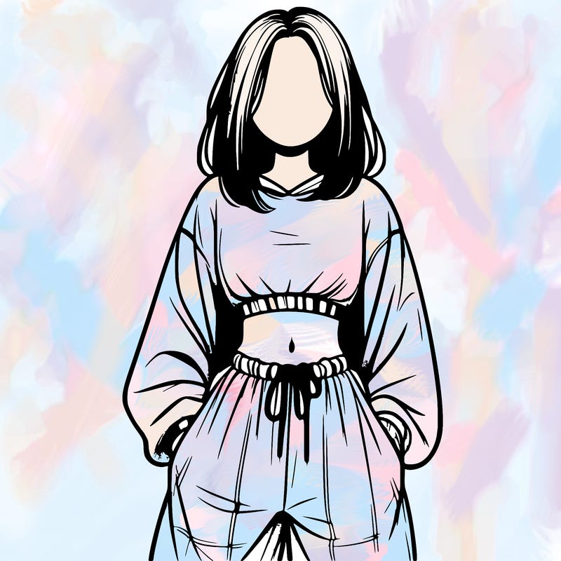 realistic girl faceless with baggy pants and a crop top
