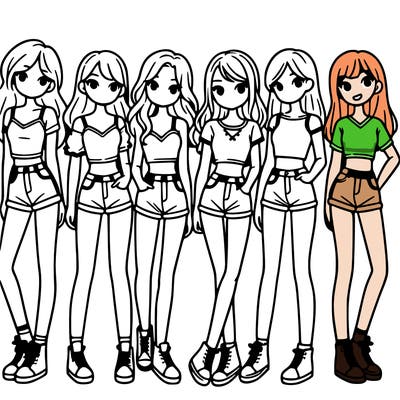 a group of girls wearing crop tops and shorts